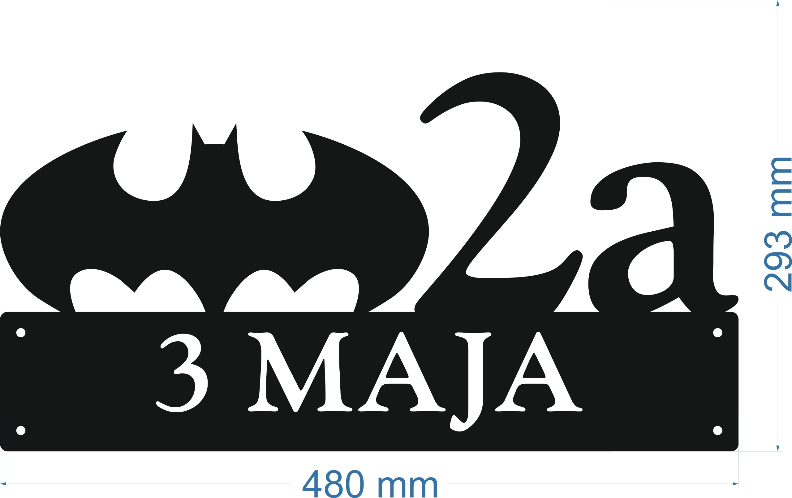 Číslo Na Dom 60 cm Tabuľa Adresa Ocel 2 mm Grafika Batman
