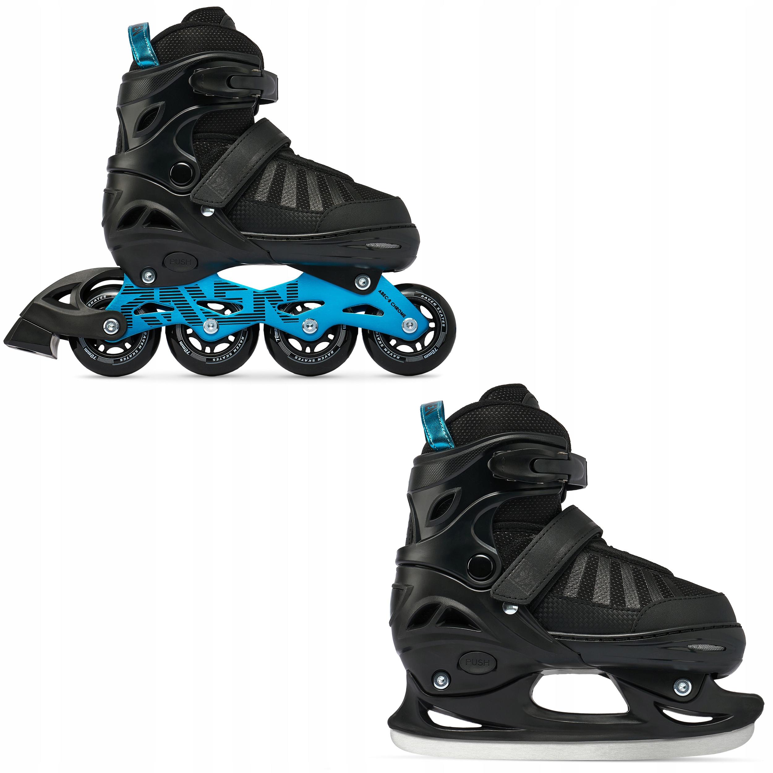 Rolki Łyżwy hokejowe 2w1 Regulowane Raven Oxen Mint Anodized 38-42