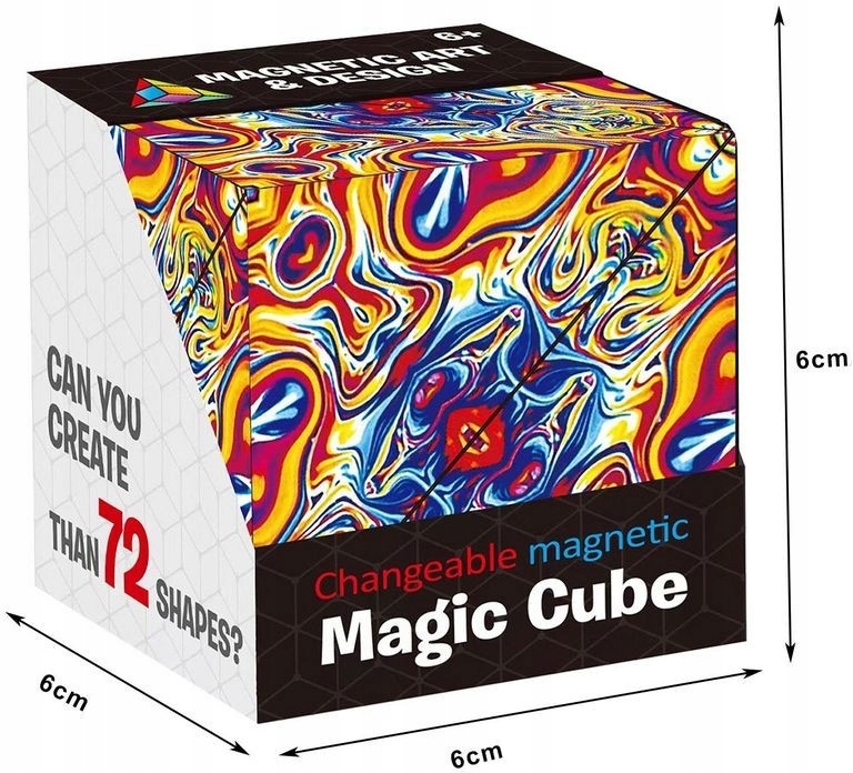 KOSTKA MAGNETYCZNA 3D PRZESTRZENNA FIDGET MAGIC CUBE ANTRYSTRESOWA Baterie nie wymaga