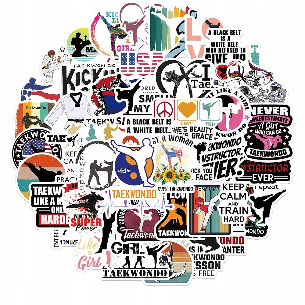 

Zestaw Naklejek sticker bomb MIX taekwondo 50szt
