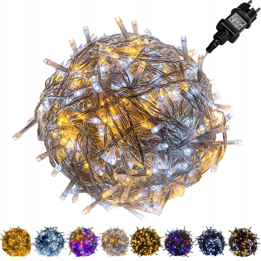 

Lampki choinkowe 600 Led ciepłe/zimne kabel transp