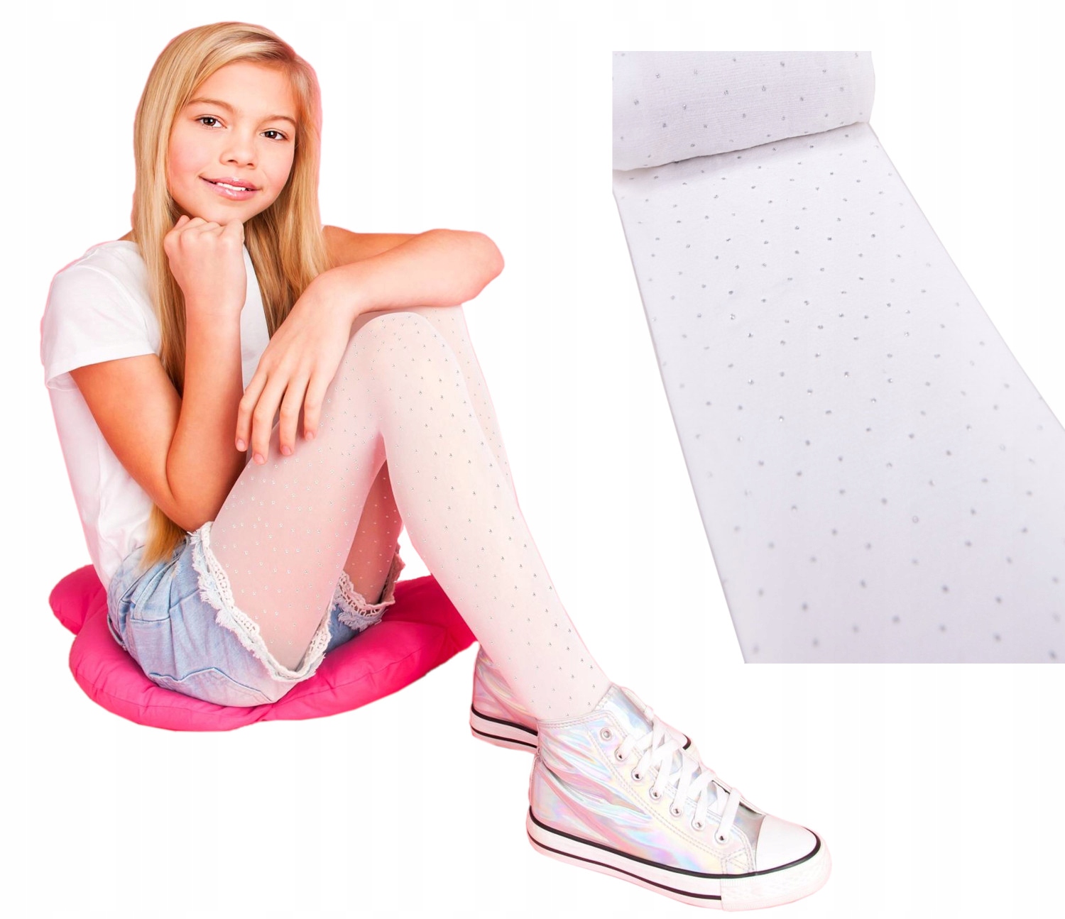 

Rajstopy YoClub białe w kropki 40DEN r.152/158