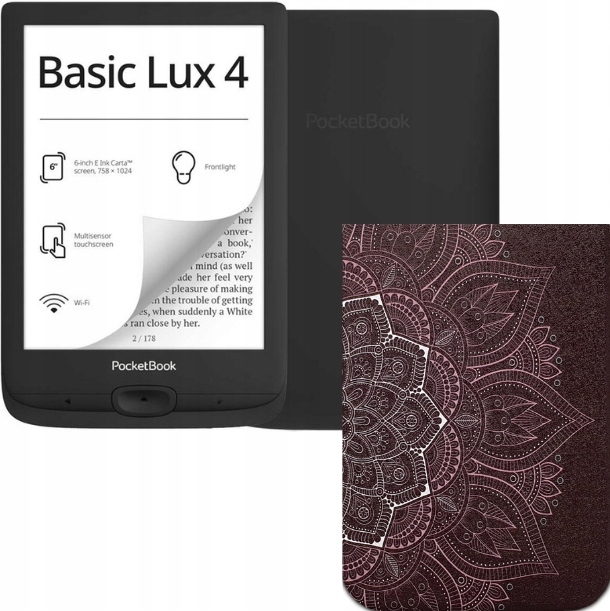 CZYTNIK E-BOOK POCKETBOOK 618 Basic Lux 4 8 GB 6 " CZARNY + ETUI GRATIS!