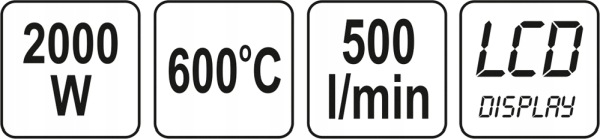 Yato Horkovzdušná Pistole 2000W 70~600°C Akces. LCD Výška