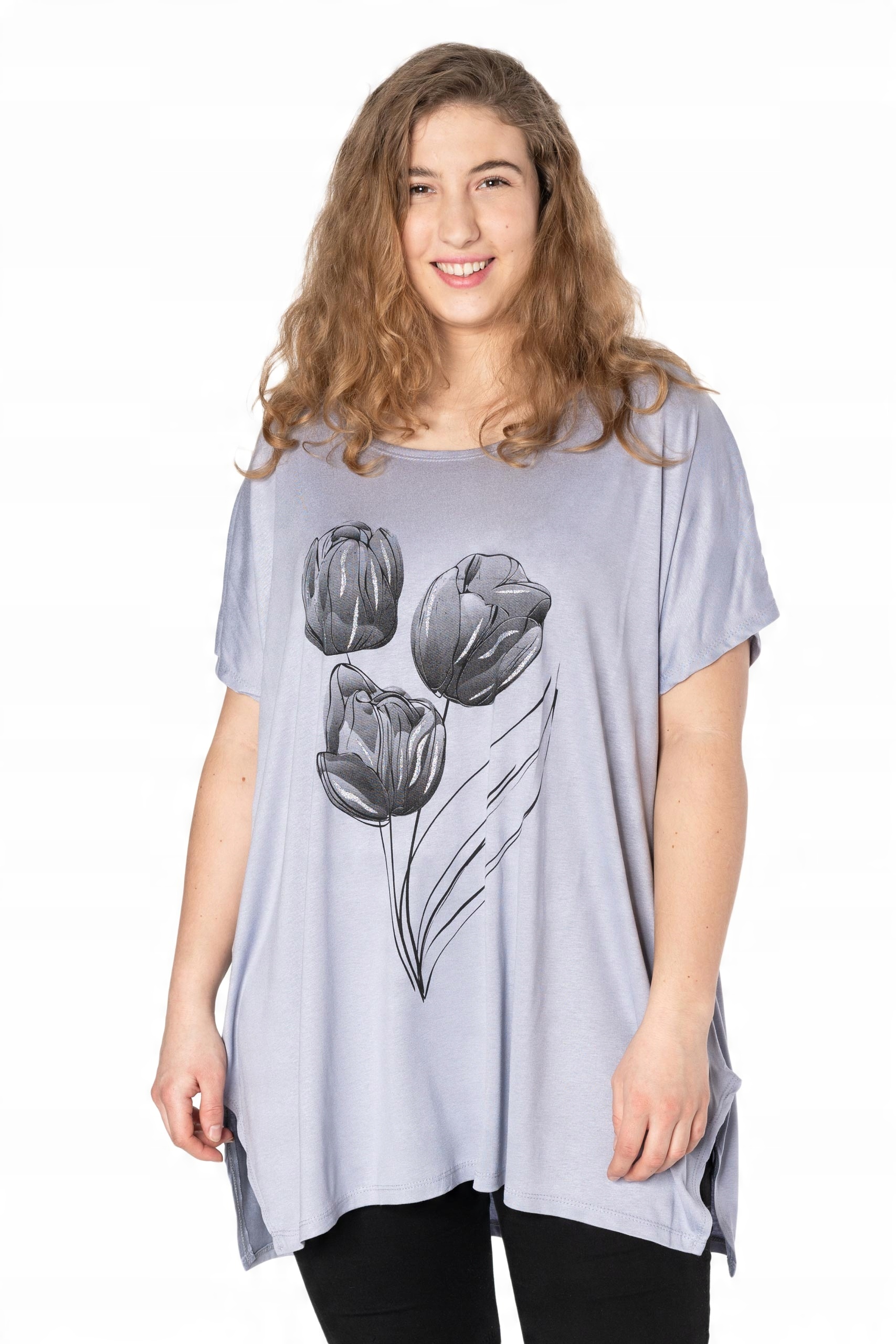 

Duża Długa Bluzka Damska Tunika Oversize 653-09