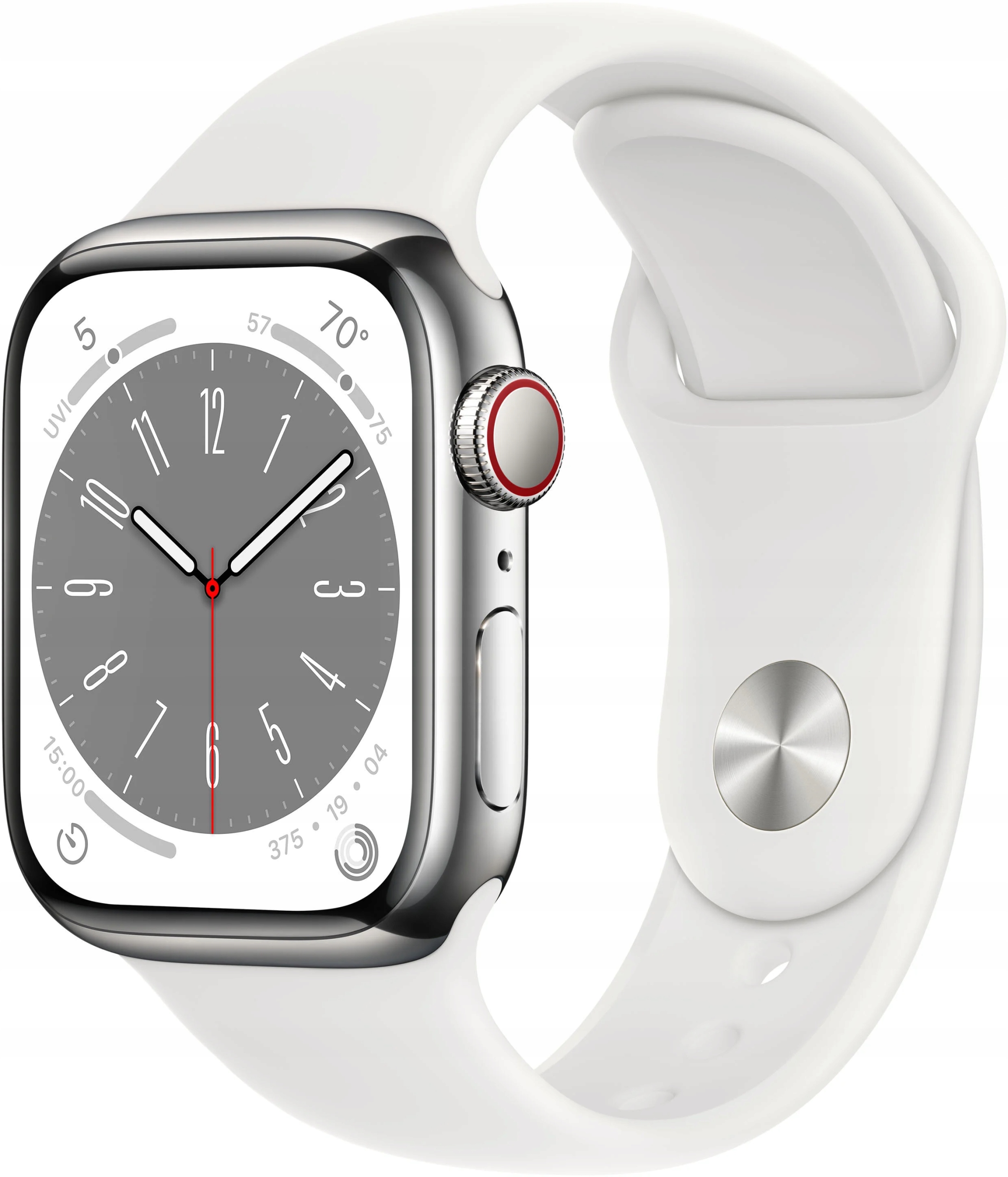 Smartwatch Apple Watch series 8 GPS + Cellular 41mm stal srebrny + biały