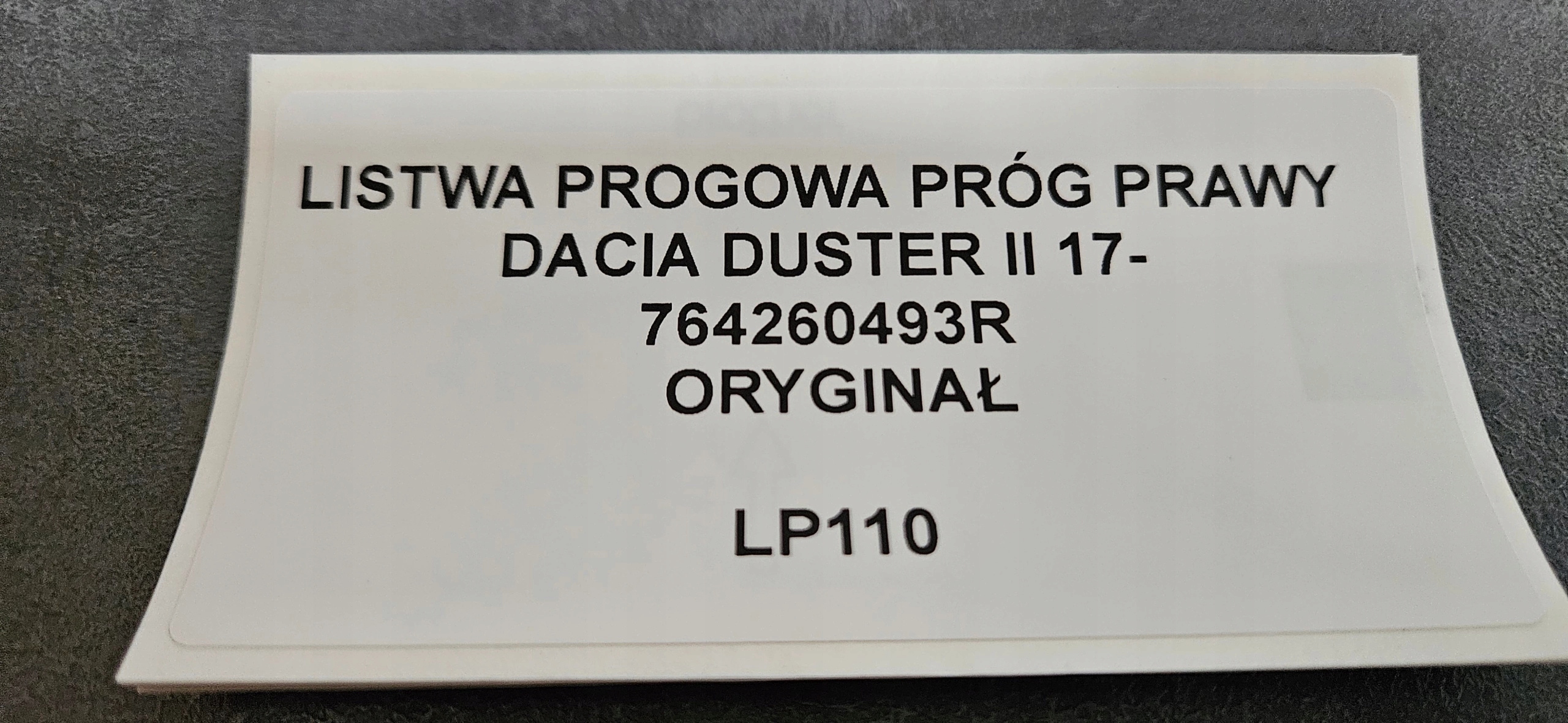 moulding threshold threshold right DACIA DUSTER II 17- original 764260493R