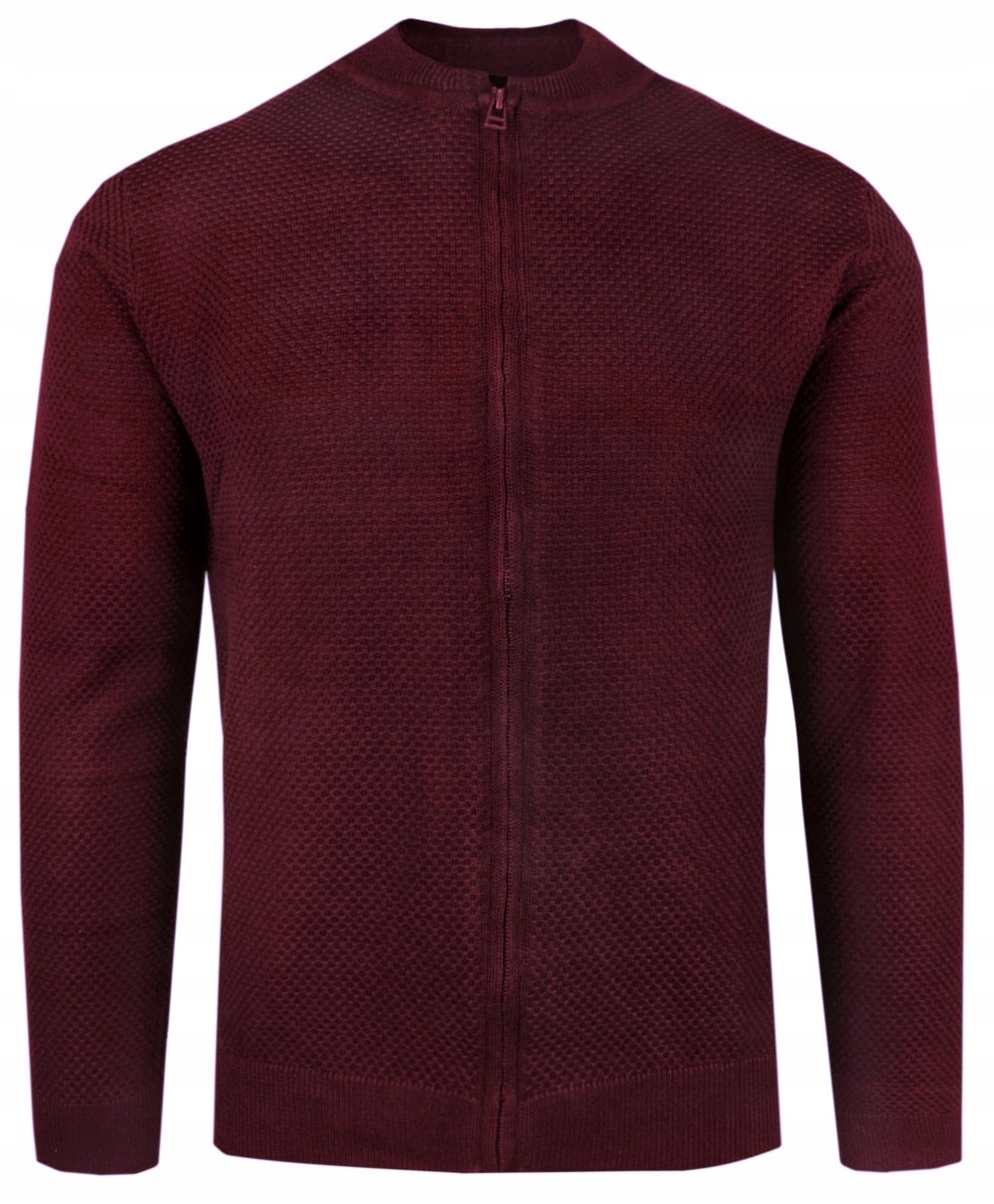 Pánský bavlněný svetr na zip s vysokým výstřihem – Alties – Bordový – XXL