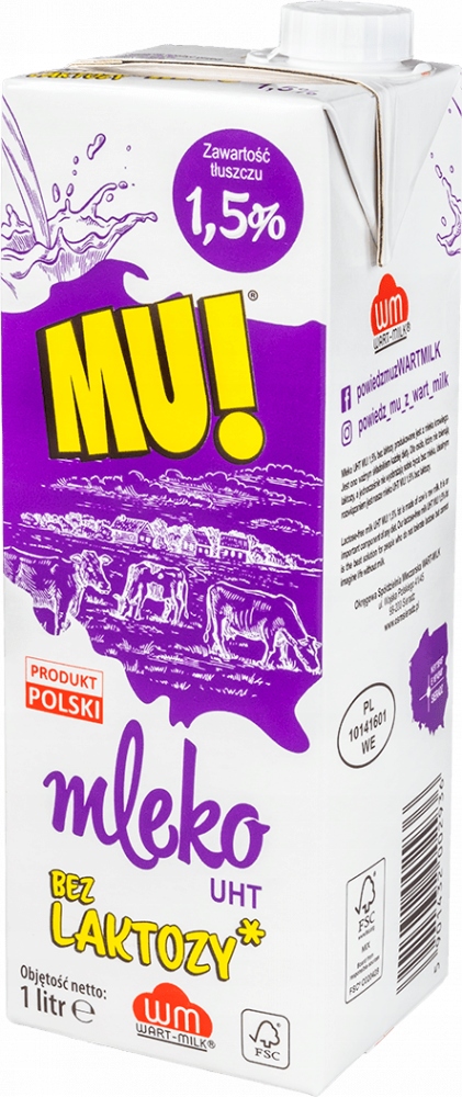Levně Mu! Mléko Uht bez laktózy 1,5% 12 x 1 l