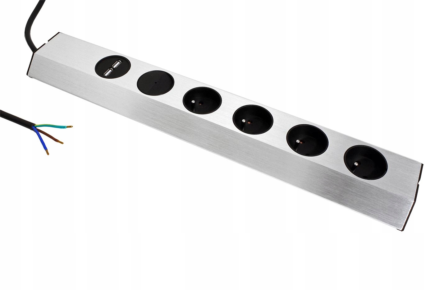 Bachmann Napájacia lišta Casia, 4x zásuvka, vypínač, 2x Usb, 2 m, šedá