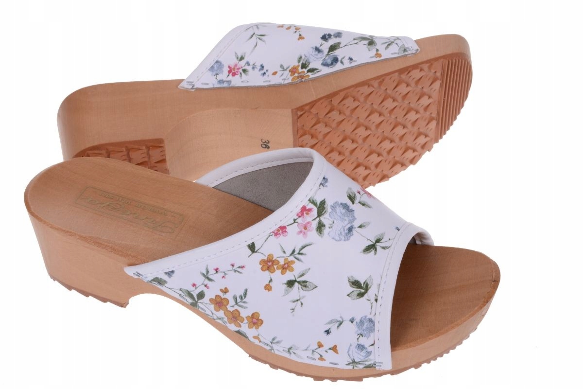 KLAPKI DREWNIAKI DAMSKIE OTWARTE KWIATY bi/kwiat39