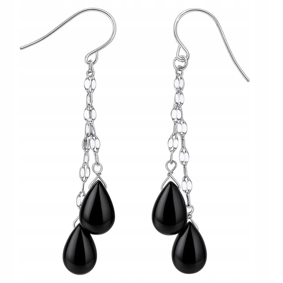 Srebrne kolczyki wiszące turmalin srebro próba 925