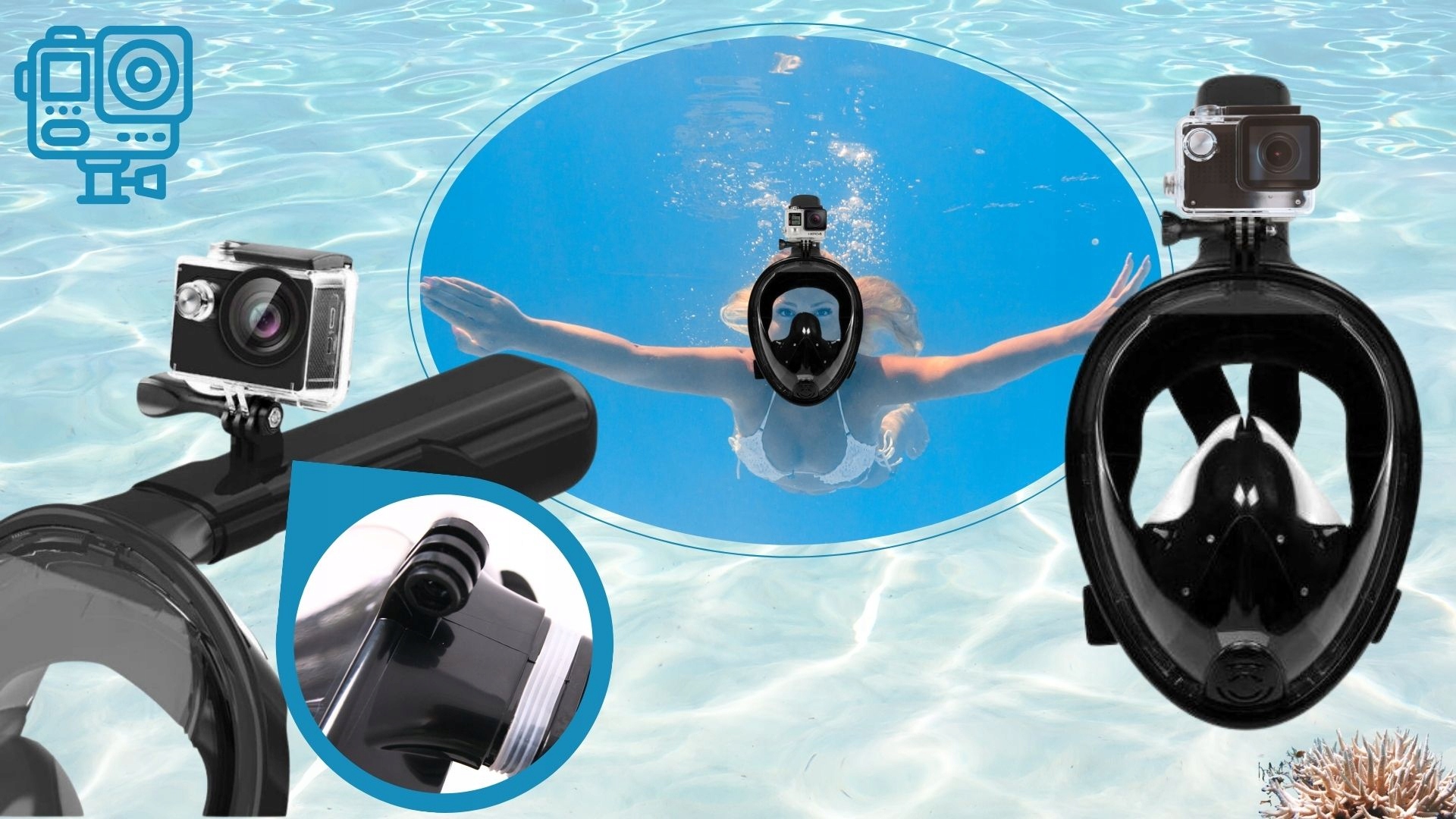 MASKA PEŁNOTWARZOWA SNORKELINGU SNURKOWANIA S/M NA CAŁĄ TWARZ SKŁADANA WODY Płeć produkt uniseks