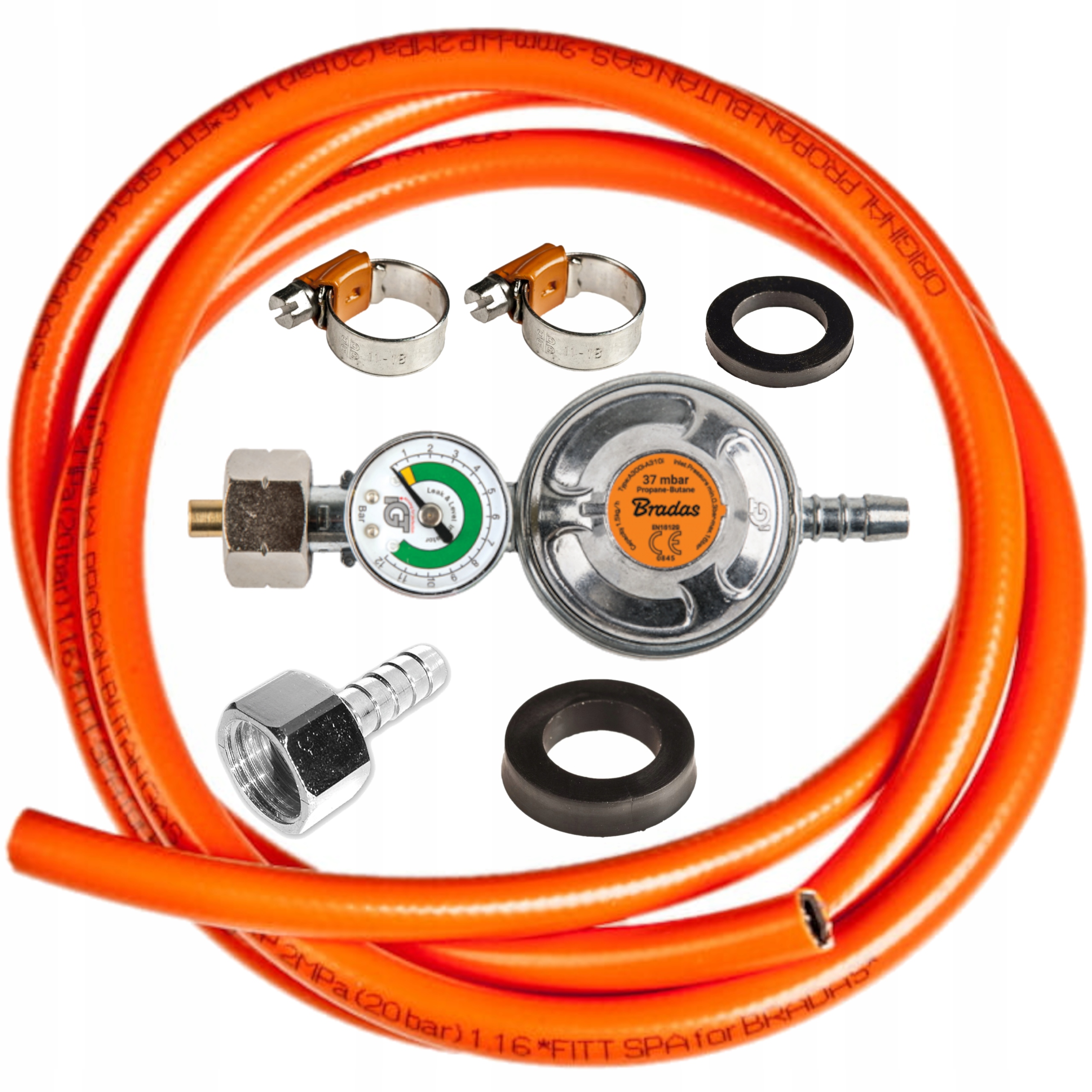 WĄŻ+REDUKTOR GAZOWY BUTLI+ZŁĄCZE+Uszczelki G7