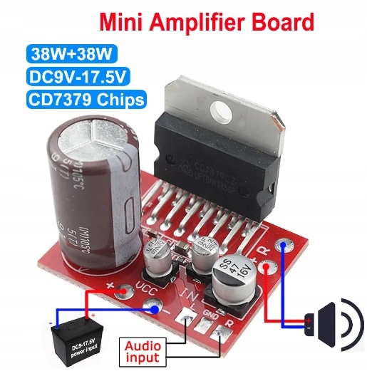 WZMACNIACZ STEREO 2X38W 9-17,5V TDA7379 Marka bez marki