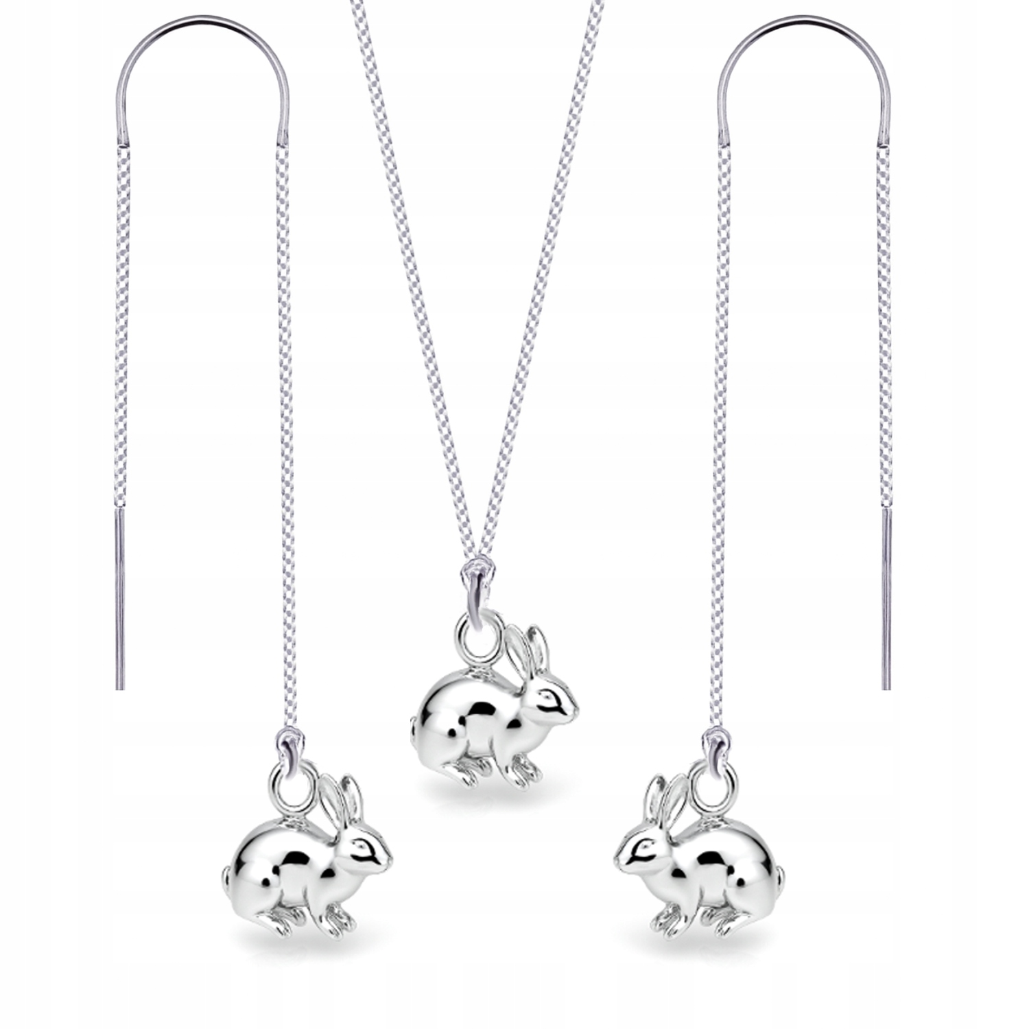 Králík Králíček Stříbrný komplet pancíř náušnice provlékací stříbro 925