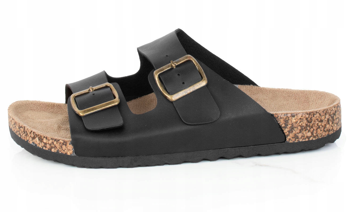 8049 ЧЕРНЫЕ МУЖСКИЕ КОЖАНЫЕ ШЛЕПАНЦЫ С ПРЯЖКОЙ