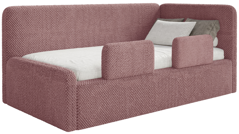 Postel pro mláděž 90 x 200 cm Fanklo růžová plyš, pravé zábrany