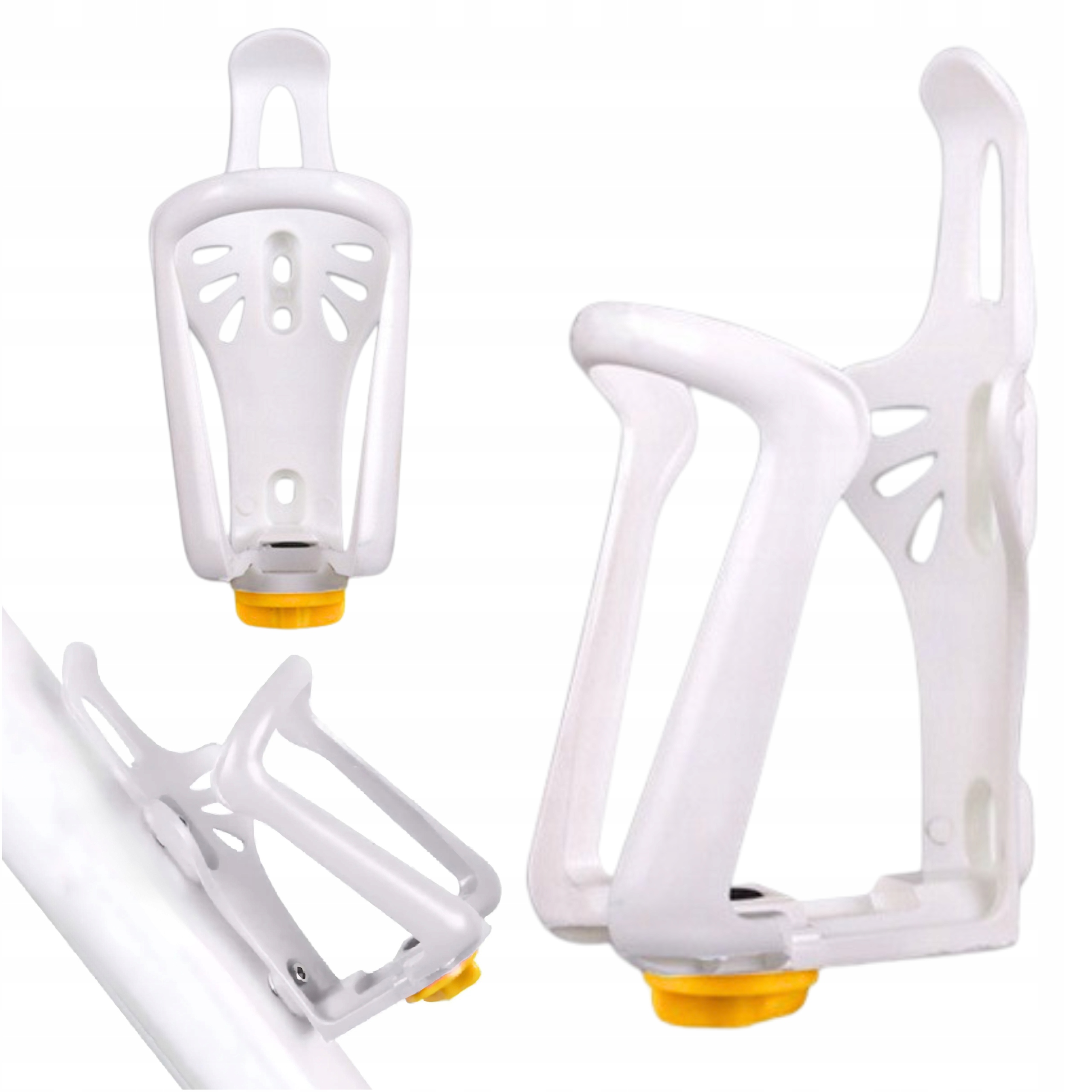 KOSZYK NA BIDON BUTELKĘ UCHWYT ROWEROWY NA ROWER LEKKI REGULOWANY BIAŁY