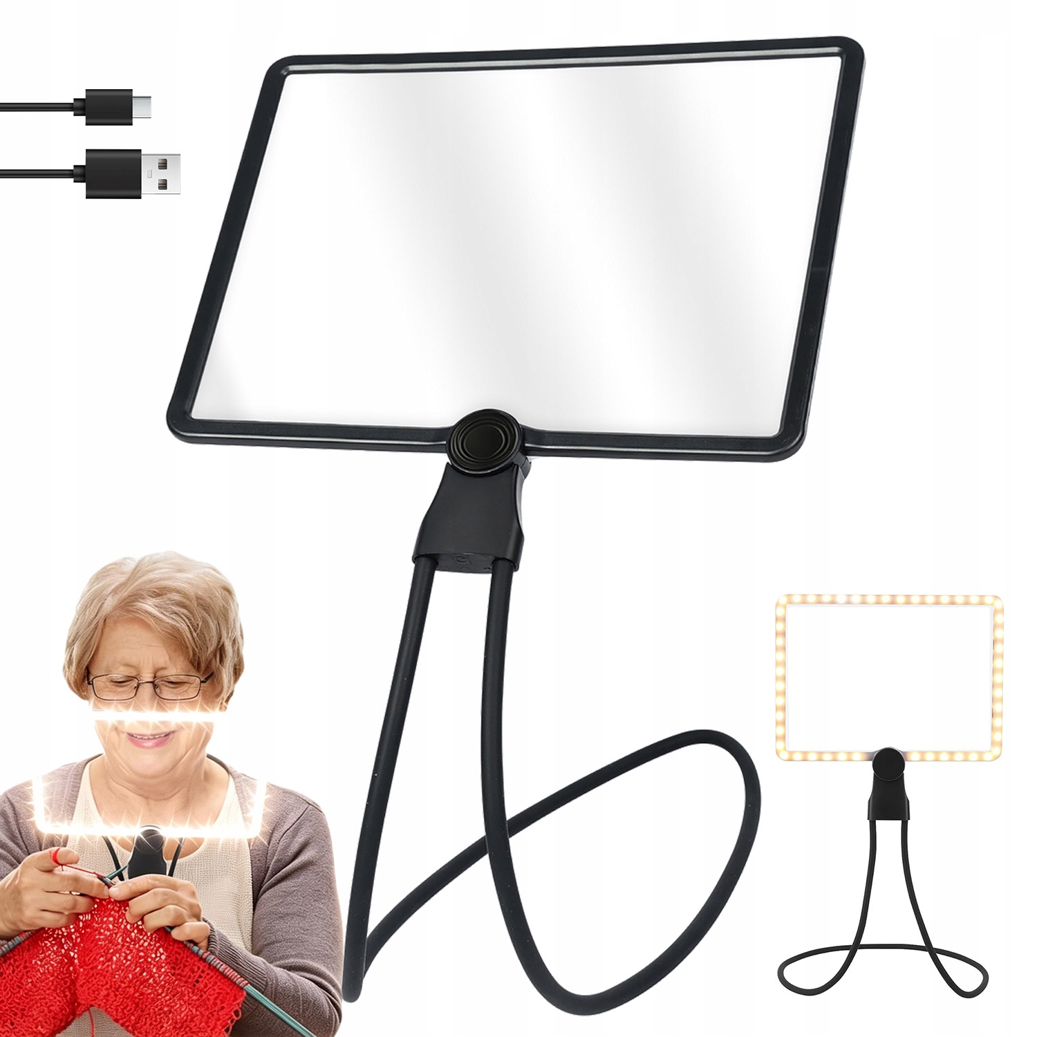 Lupa Na Čtení Led Podsvícená Sklo 2X Zvětšovací Pro Čtení