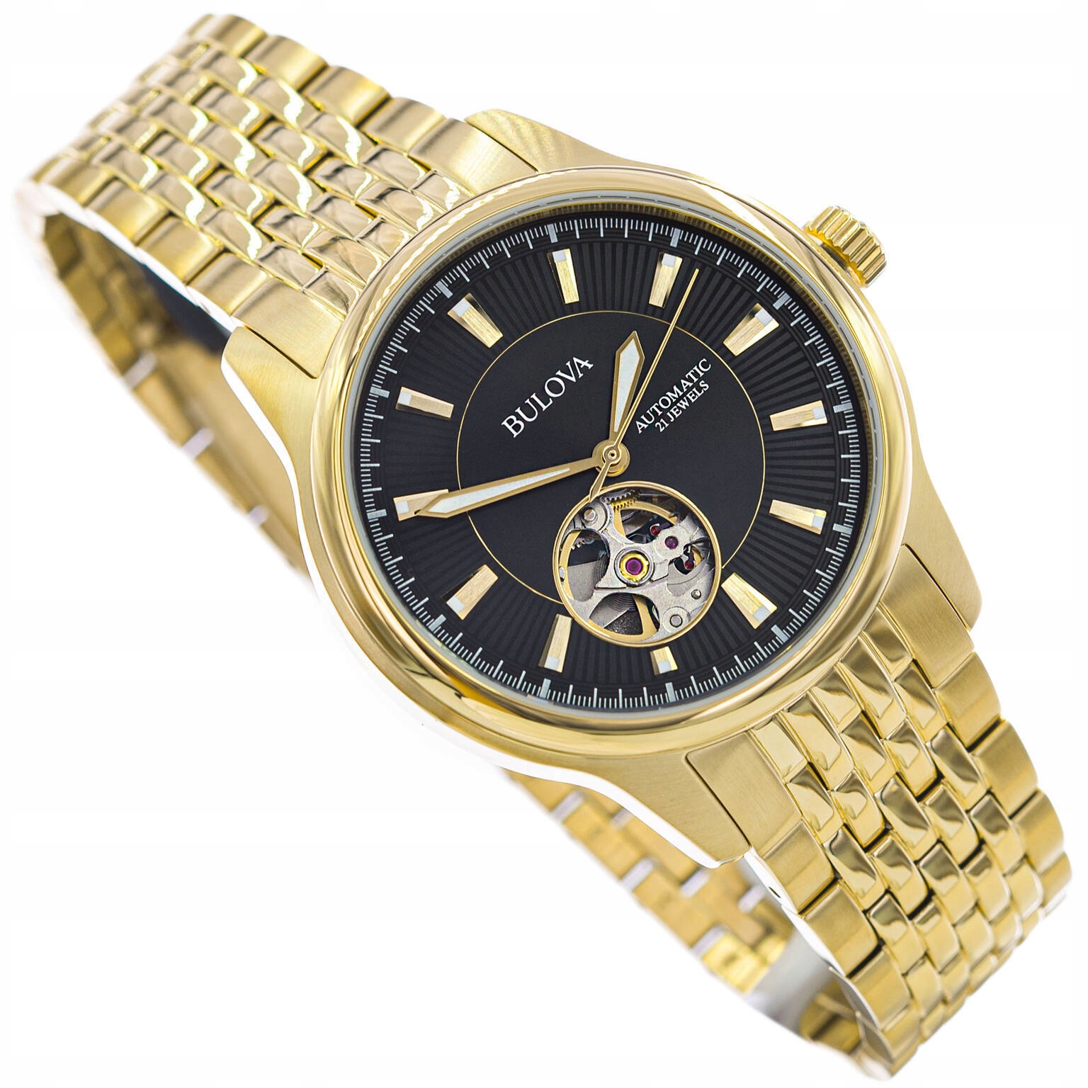 Pánské Hodinky Bulova 97A168 Open Heart Automatic Gold