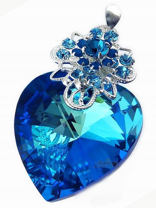Křišťálový Přívěsek Ocean Heart Stříbro Arande