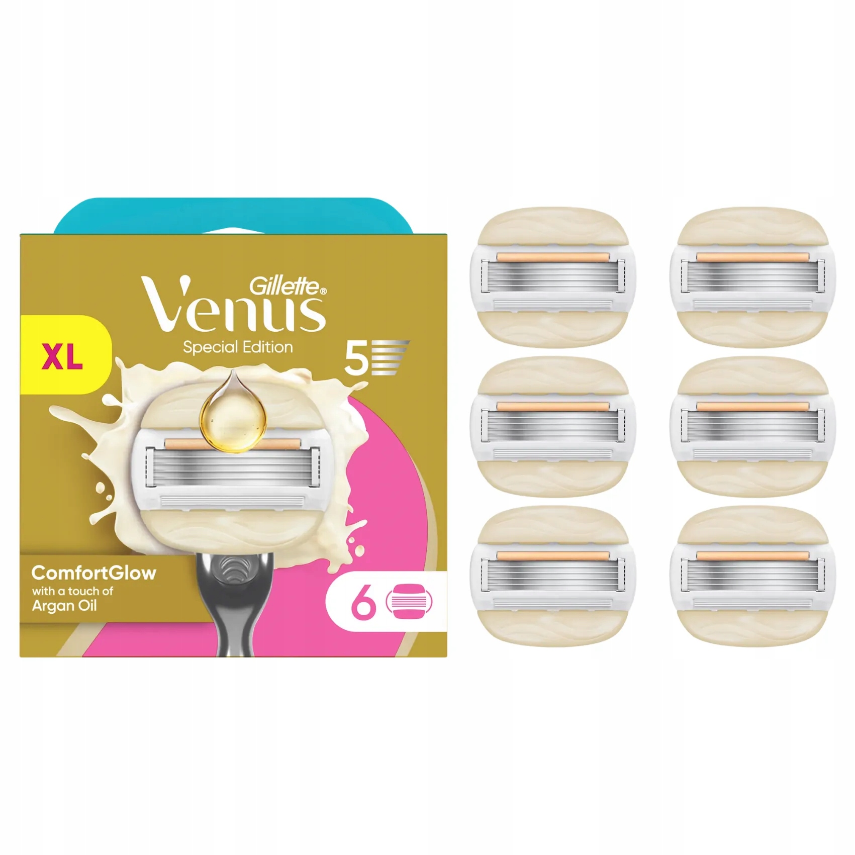 Gillette Venus ComfortGlow Argan Oil náhradní náplně do strojku 6 ks