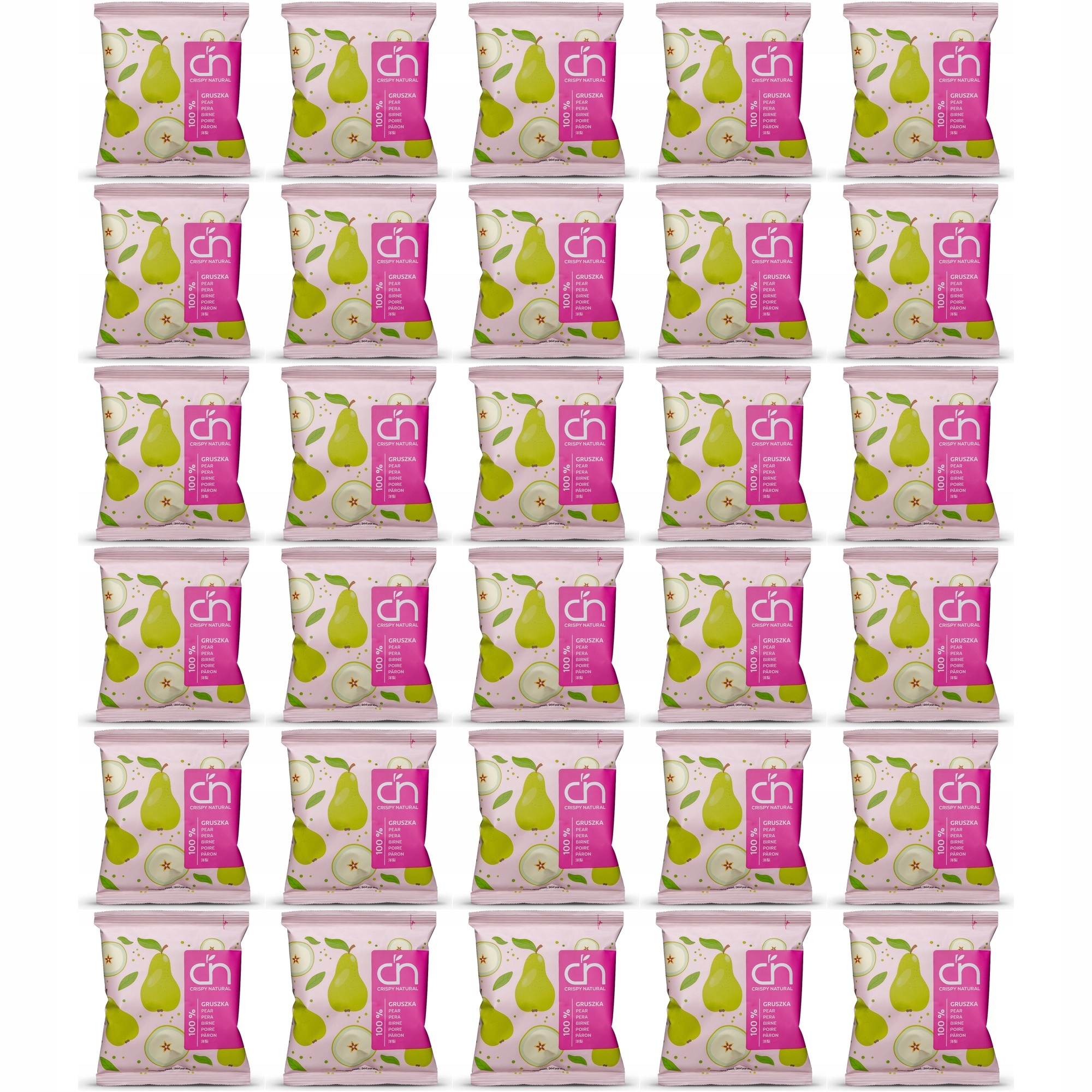 Zestaw Crispy Natural Gruszka 100% Suszone chipsy z gruszki 18g 30 szt.