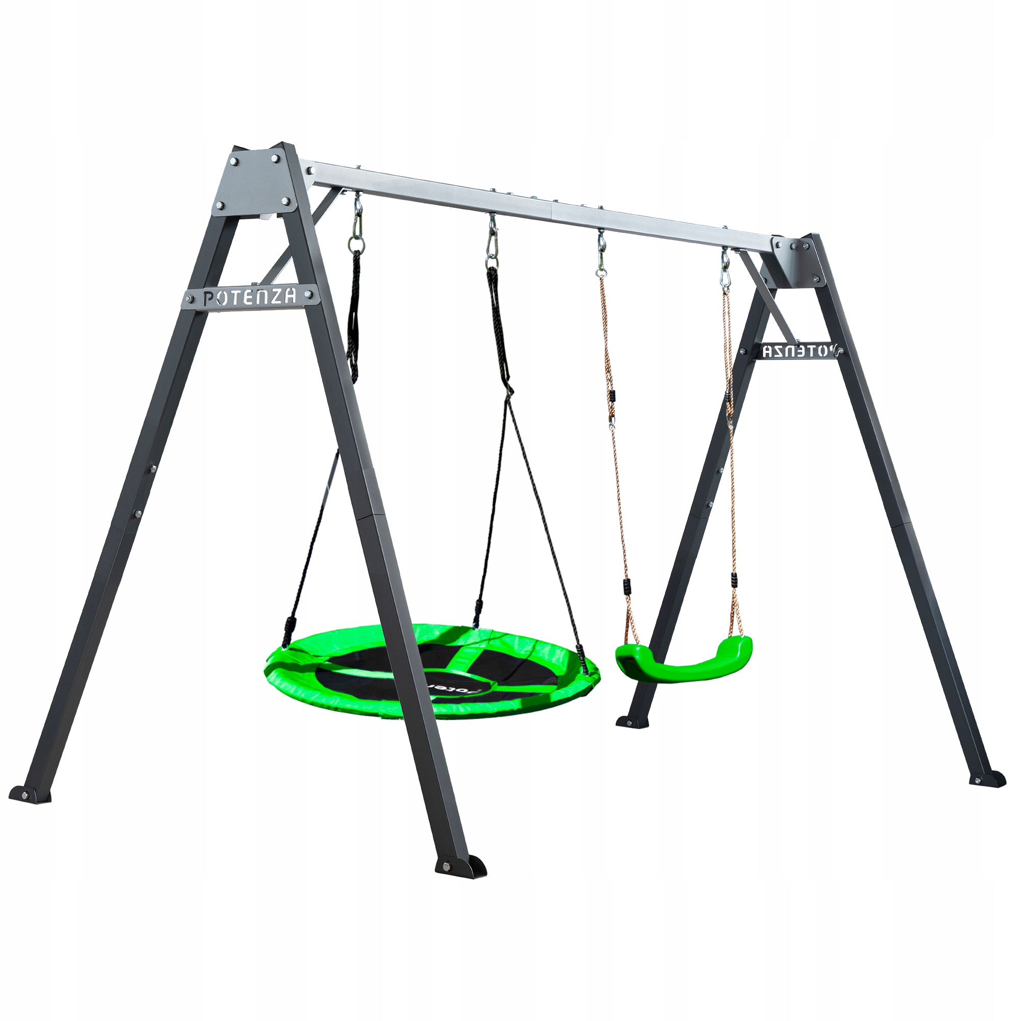 Dvojitá zahradní houpačka Potenza , rám z Polska Pozink , čapí hnízdo