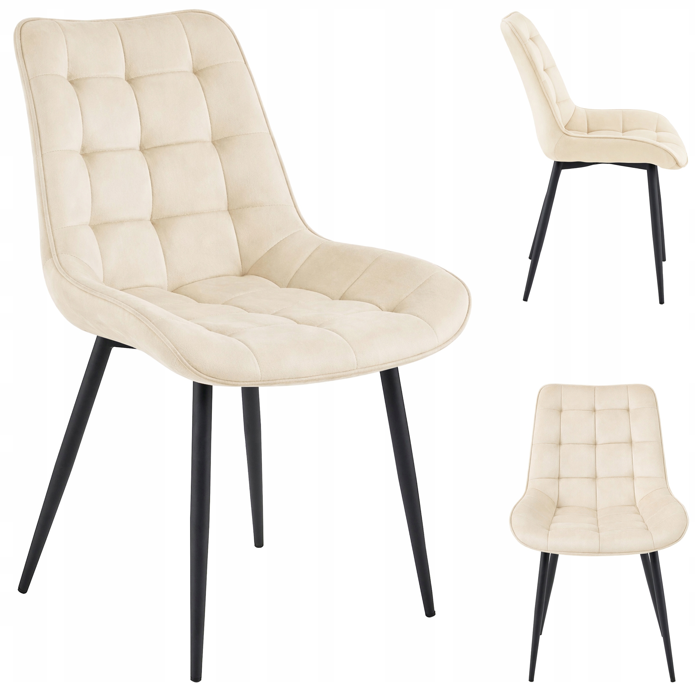 Krzesło Tapicerowane Welurowe Velvet Do Salonu Kuchni Jadalni Erba Beżowe