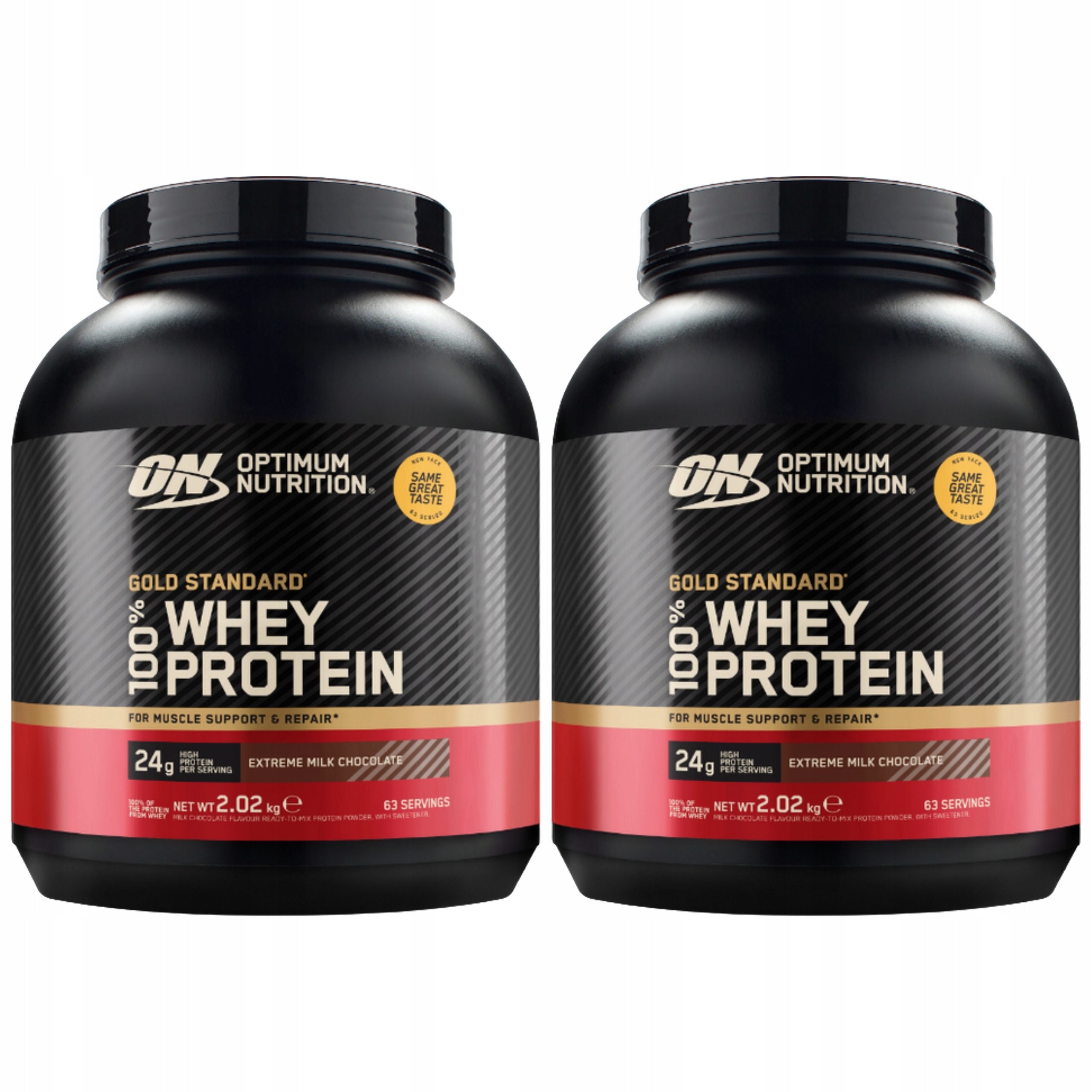 2x Optimum Nutrition Gold Standard Whey 2020 g Bílkoviny Čokoláda Wpc Wpi 63p