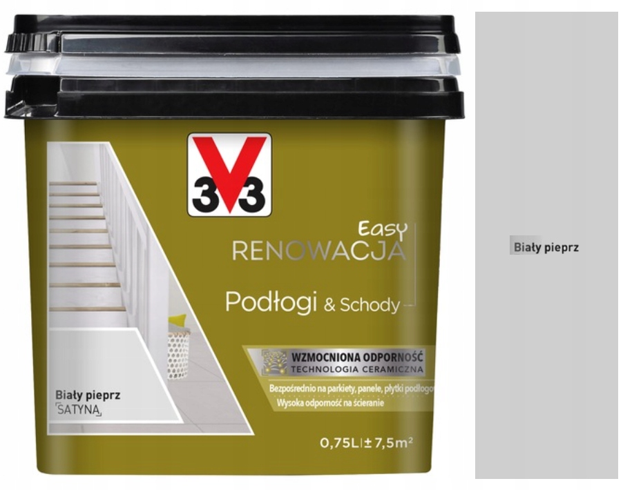 Easy Renowacja farba podłogi & schody V33 Biały Pieprz satyna 0,75L