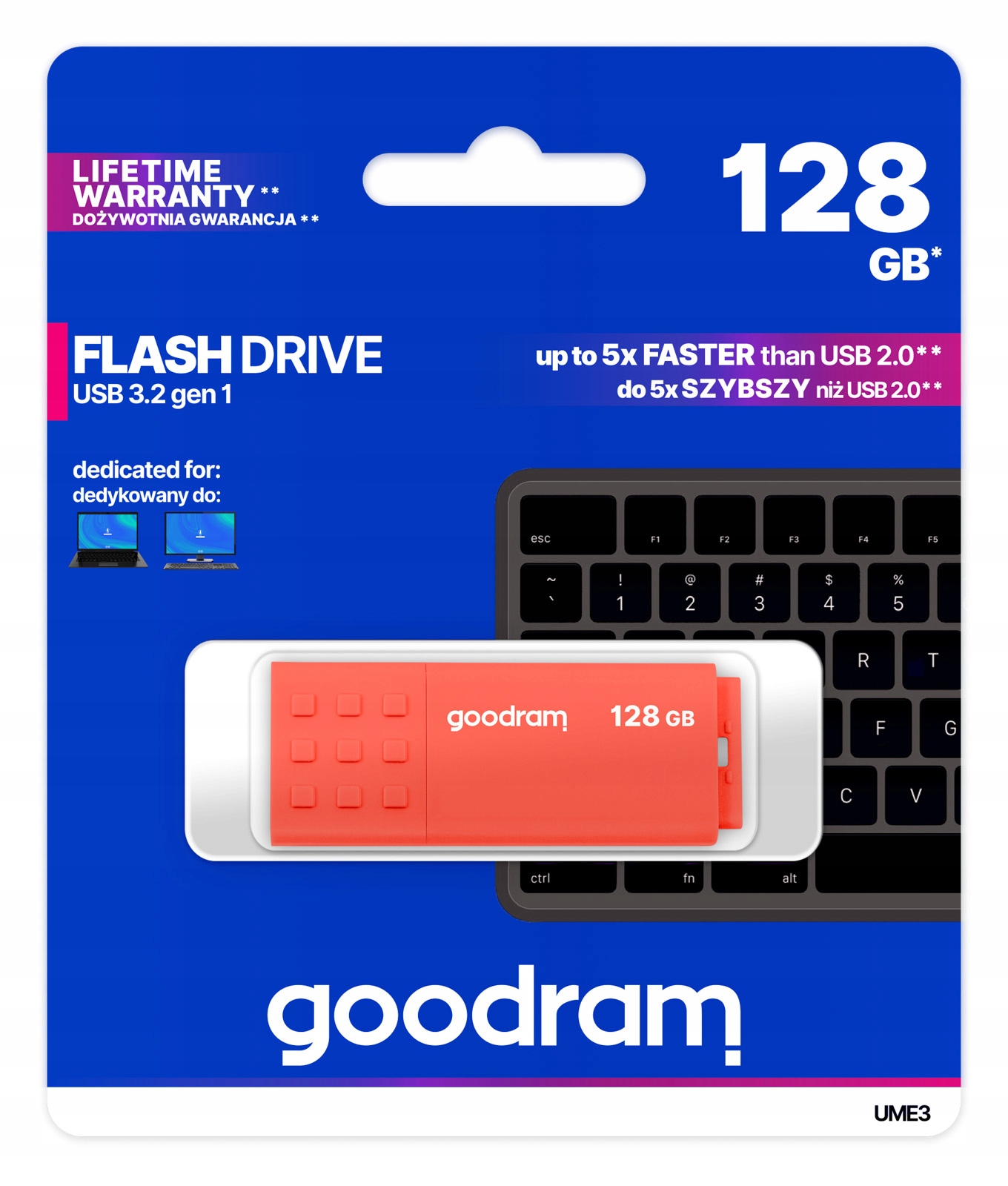 Pendrive GOODRAM UME3 128GB USB 3.2 pomarańczowy