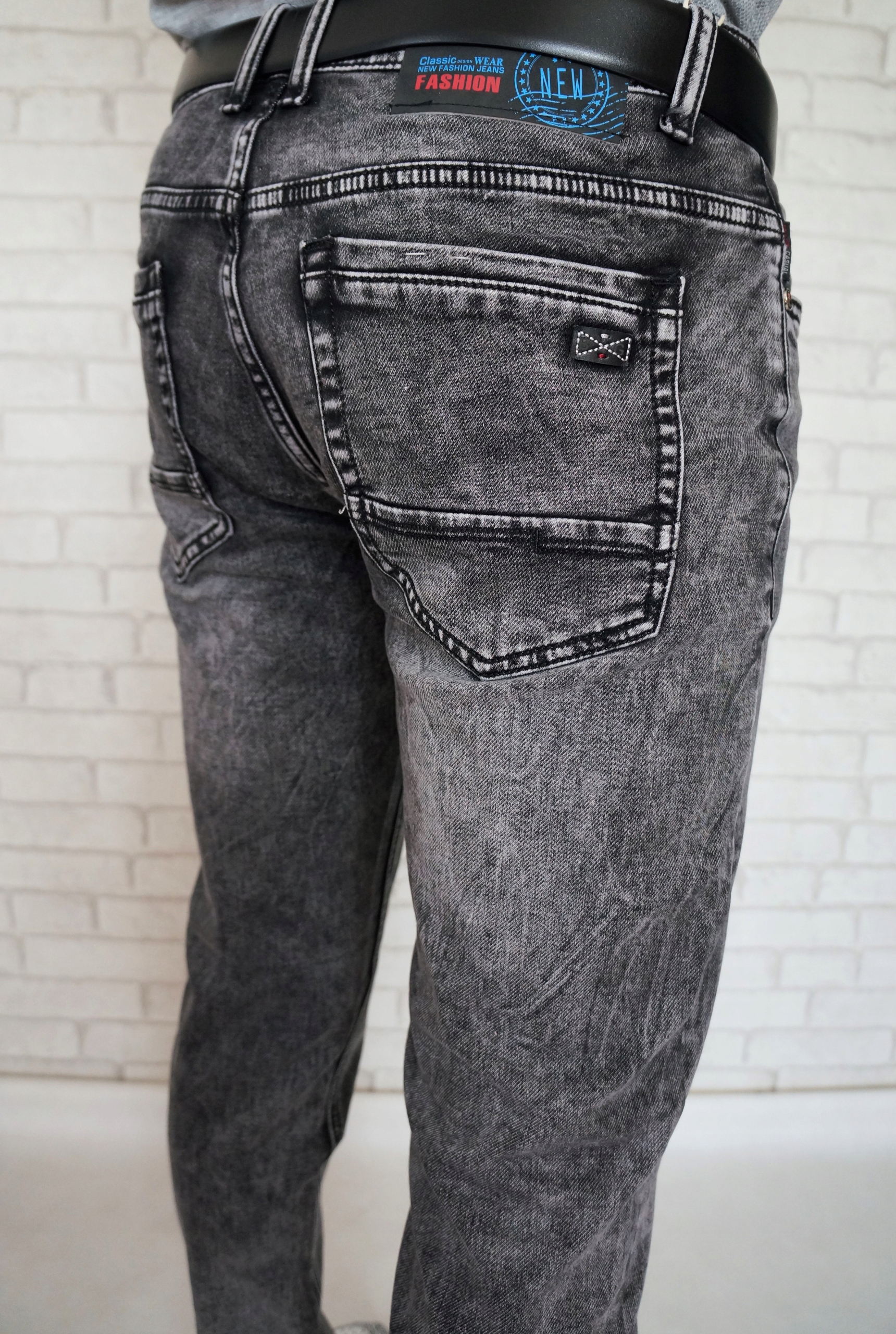 MĘSKIE SPODNIE JEANSY CZARNE SZARE W37 L32 Płeć mężczyzna