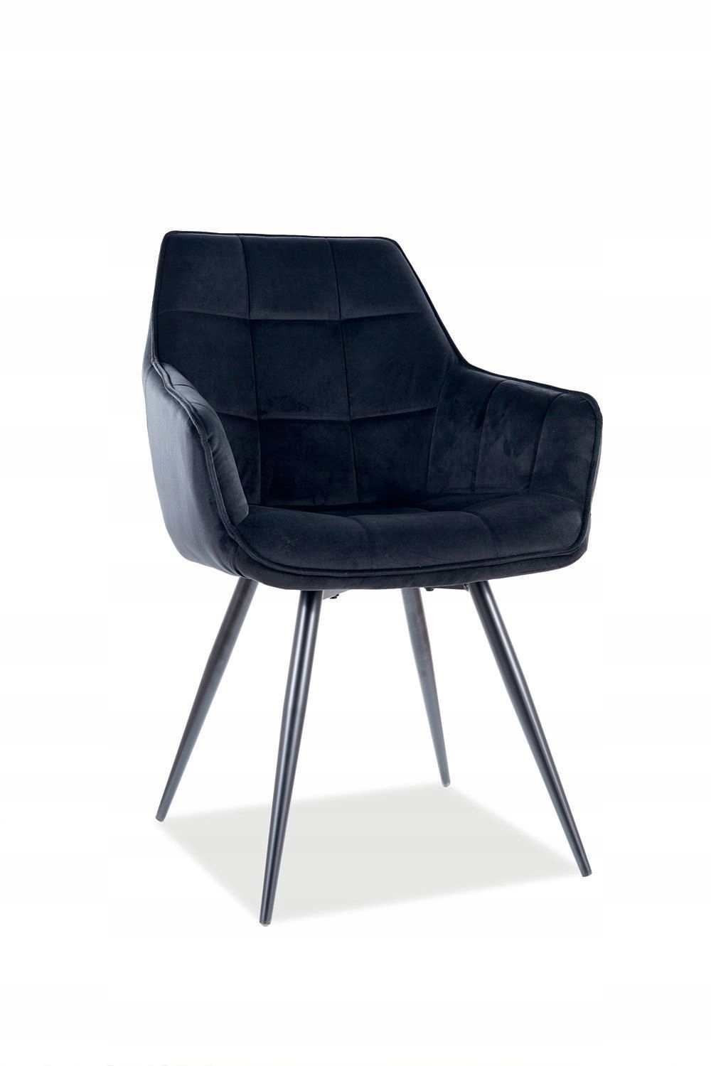 Stolička Lilia Velvet Signal Čierne, prešívané, čierne nohy