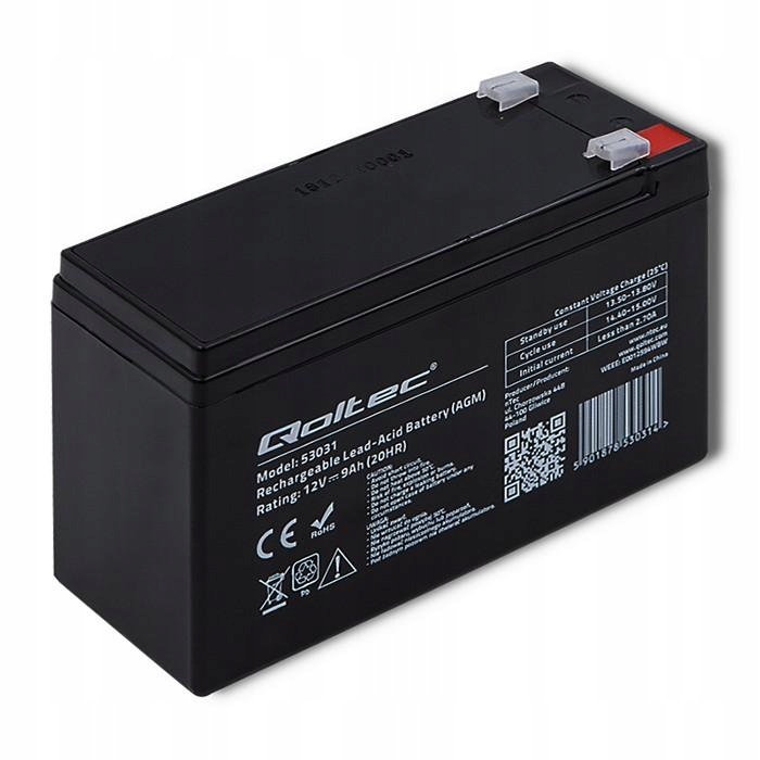Akumulator żelowy Agm 12V 9Ah 135A (max) Qoltec