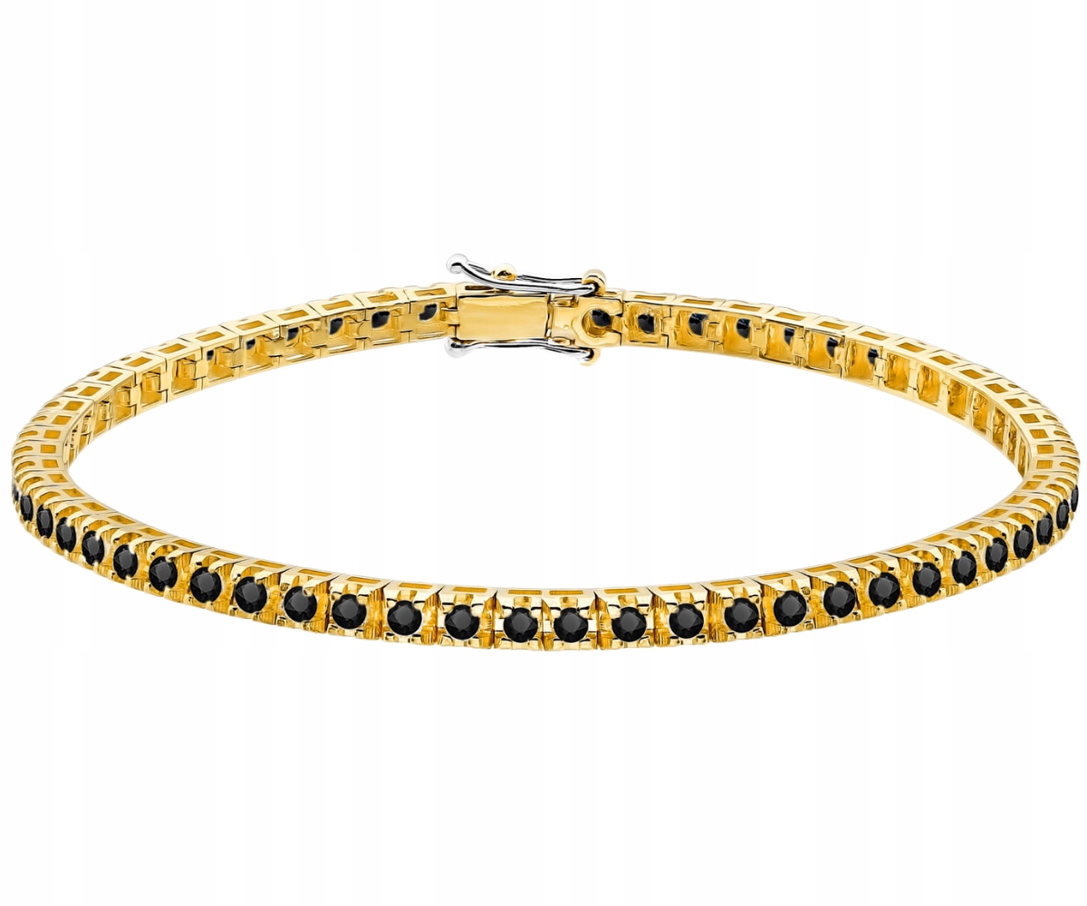 Elegantní náramek ze žlutého zlata 585 s černými brilianty Gravírování