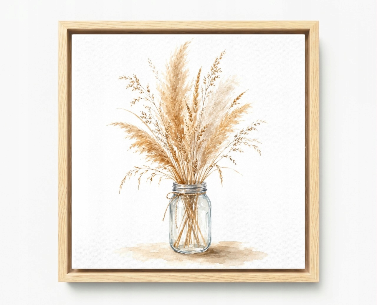 Obraz Rám American Box Akwarela Pampová Tráva Kytica Scandi Boho 60x60