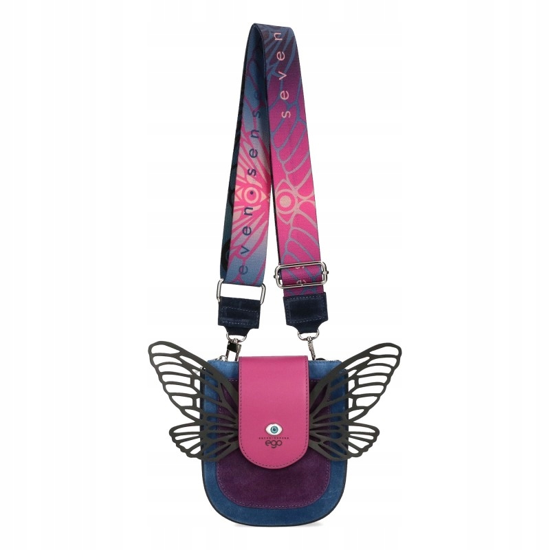 Dámská kožená kabelka Ego Mini Bosca crossbody 2 proužky, fialová