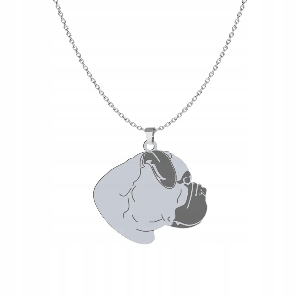 Stříbrný náhrdelník se psem Bullmastiff 925 Šperky Řetízek Gravírování Bonus