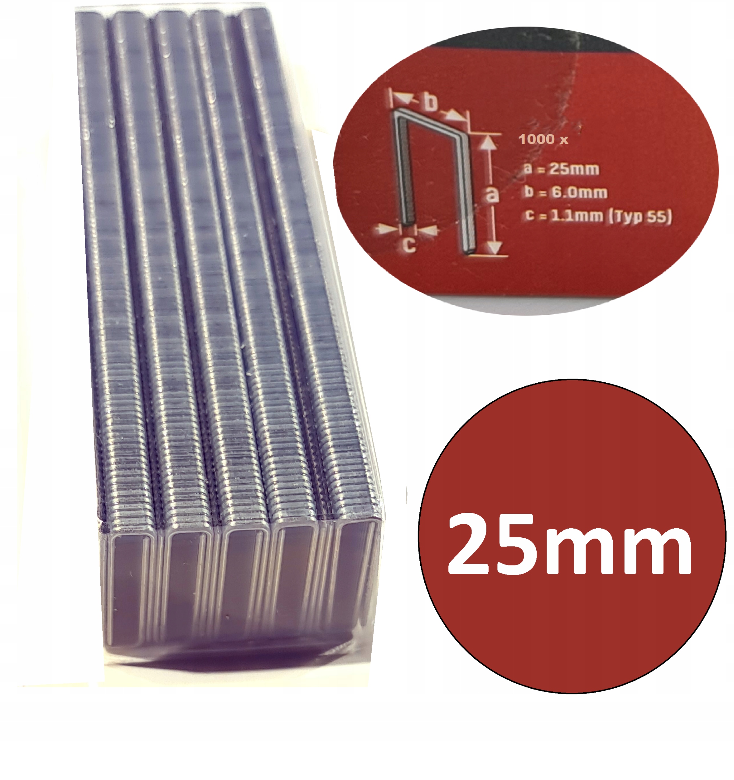 

Zszywki typ 55 do Parkside Pet 25 C3 długość 25 mm
