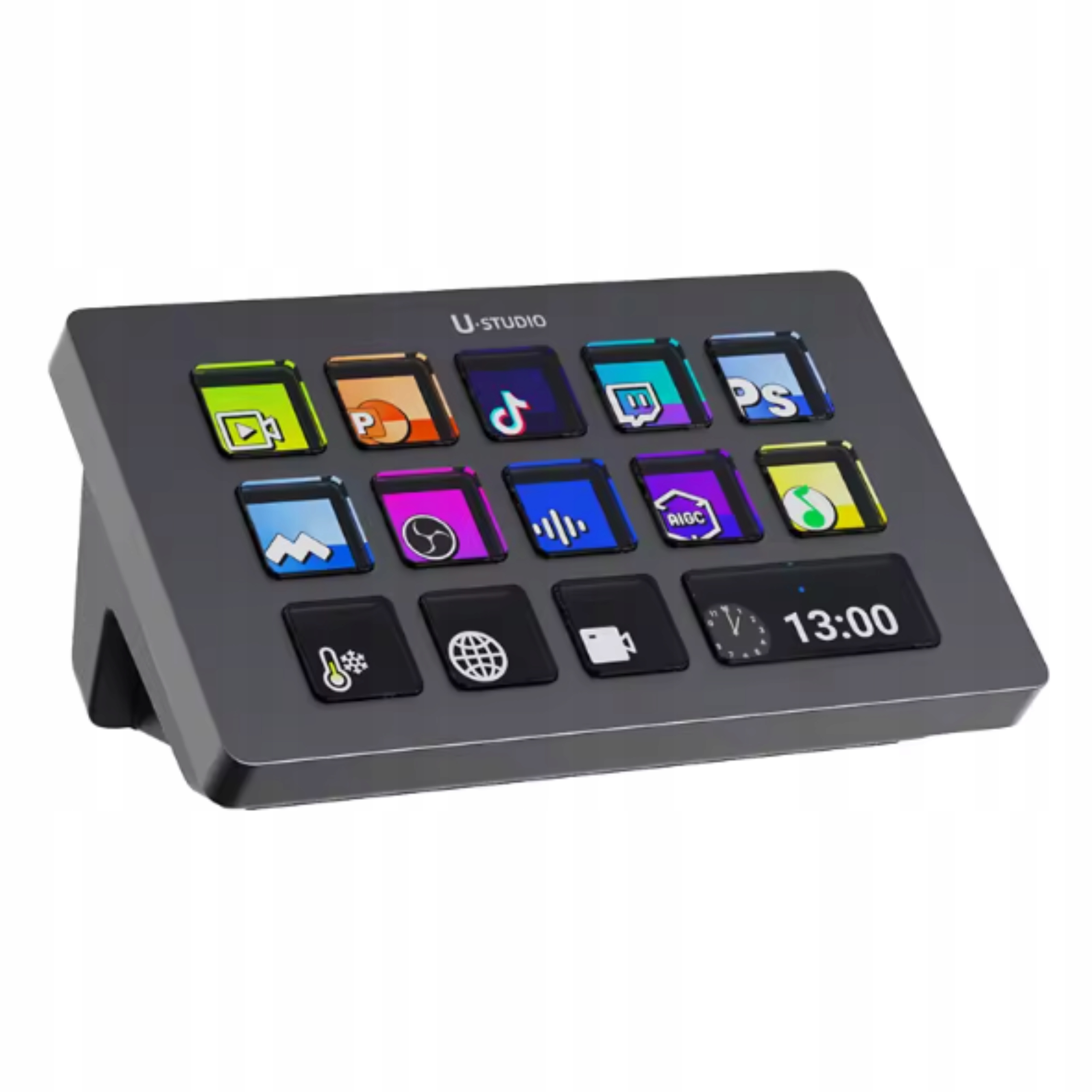 Stream Deck 13 kláves LCD Černý streamovací panel Ovladač konzole