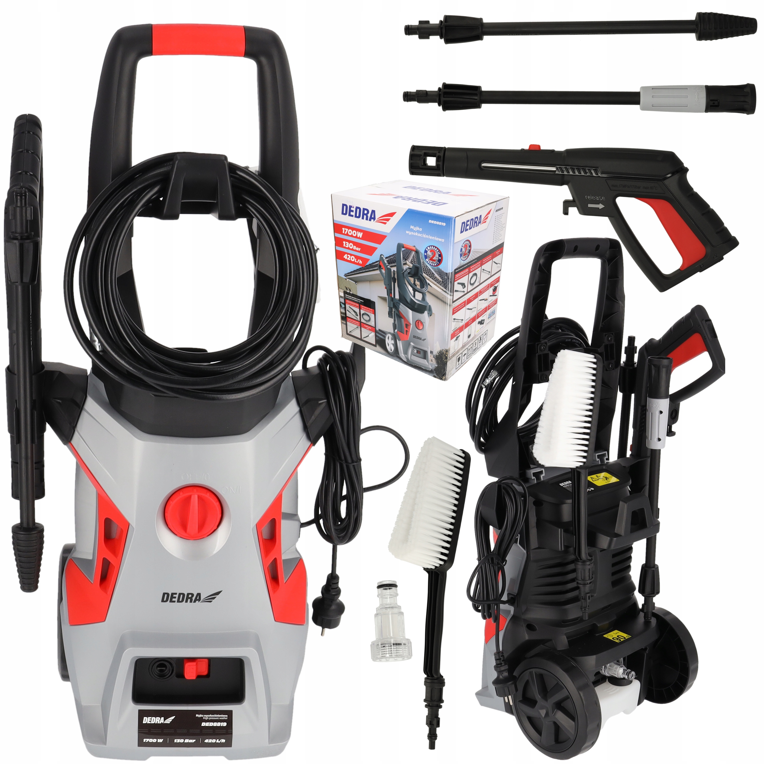 Myjka ciśnieniowa wysokociśnieniowa Dedra 1700W Samossąca 130bar Wąż 6m
