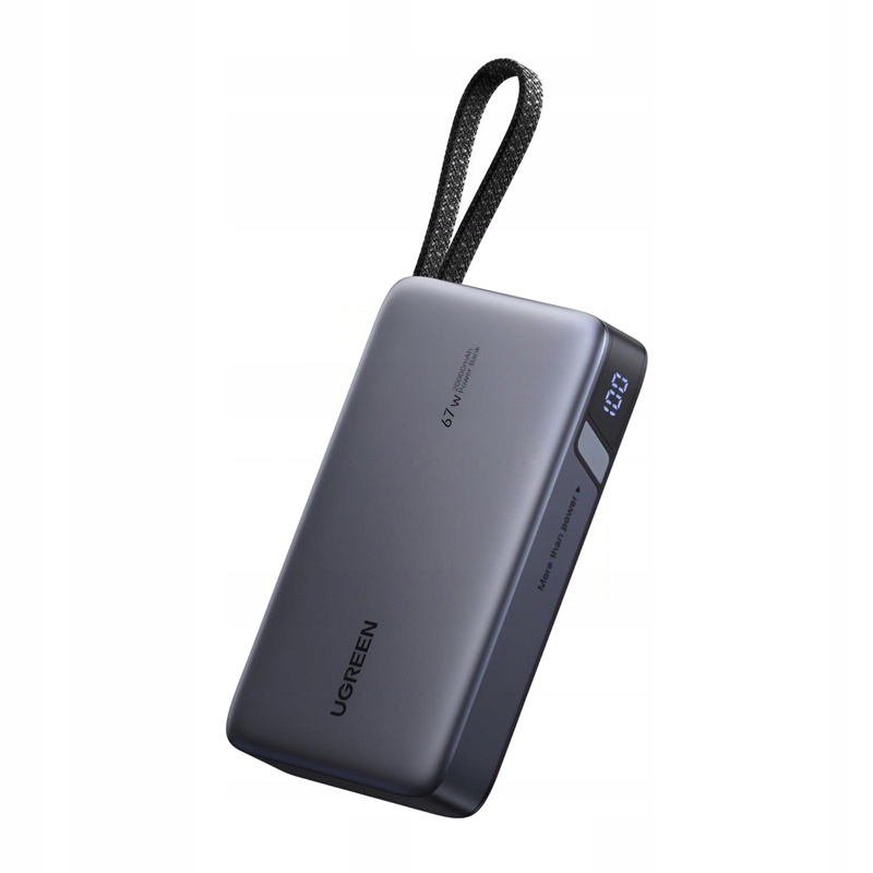 Powerbanka 20000 mAh Ugreen PB550 Usb Usb-c, 67 W, vestavěný kabel (šedý)