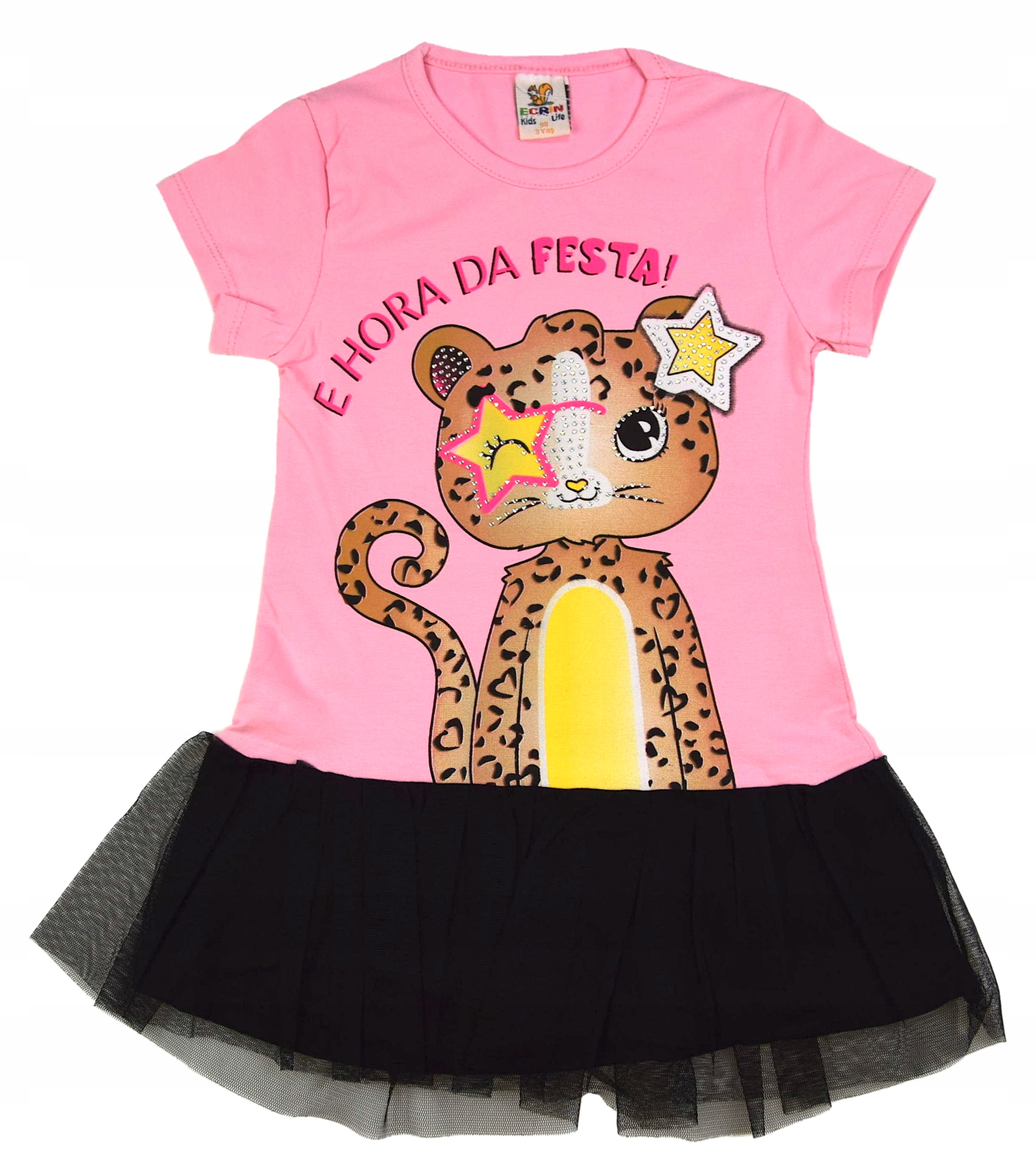 

Tunika T-shirt Bluzka Tiul Kotek Różowa 92