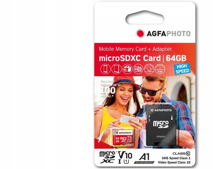 

Karta Agfa Micro Sdxc 64GB 100MB/s U1 V10 +adapter