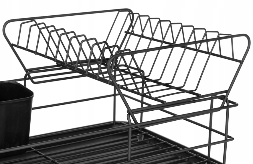 DWUPOZIOMOWA SUSZARKA DO NACZYŃ CZARNA DUŻA Z TACĄ Typ dwupoziomowa