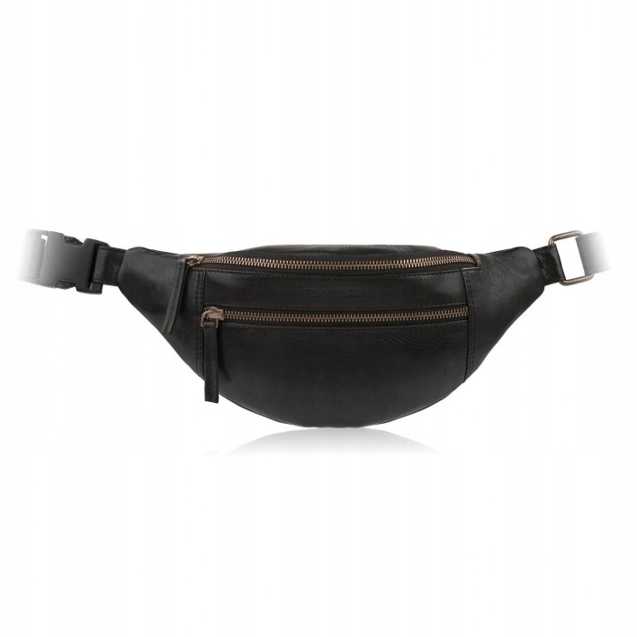 Pánská kožená černá bederní taška na ramenní popruh Paolo Peruzzi