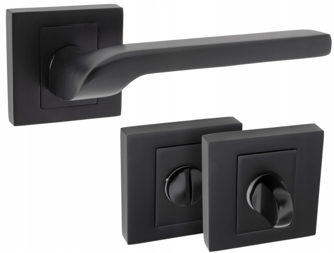 Dveřní Klika S Wc Štítkem Do Koupelny Zoya Černá Matná