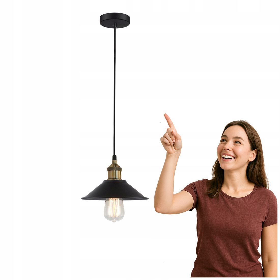 Industriální závěsná lampa Kermio černá, Italux